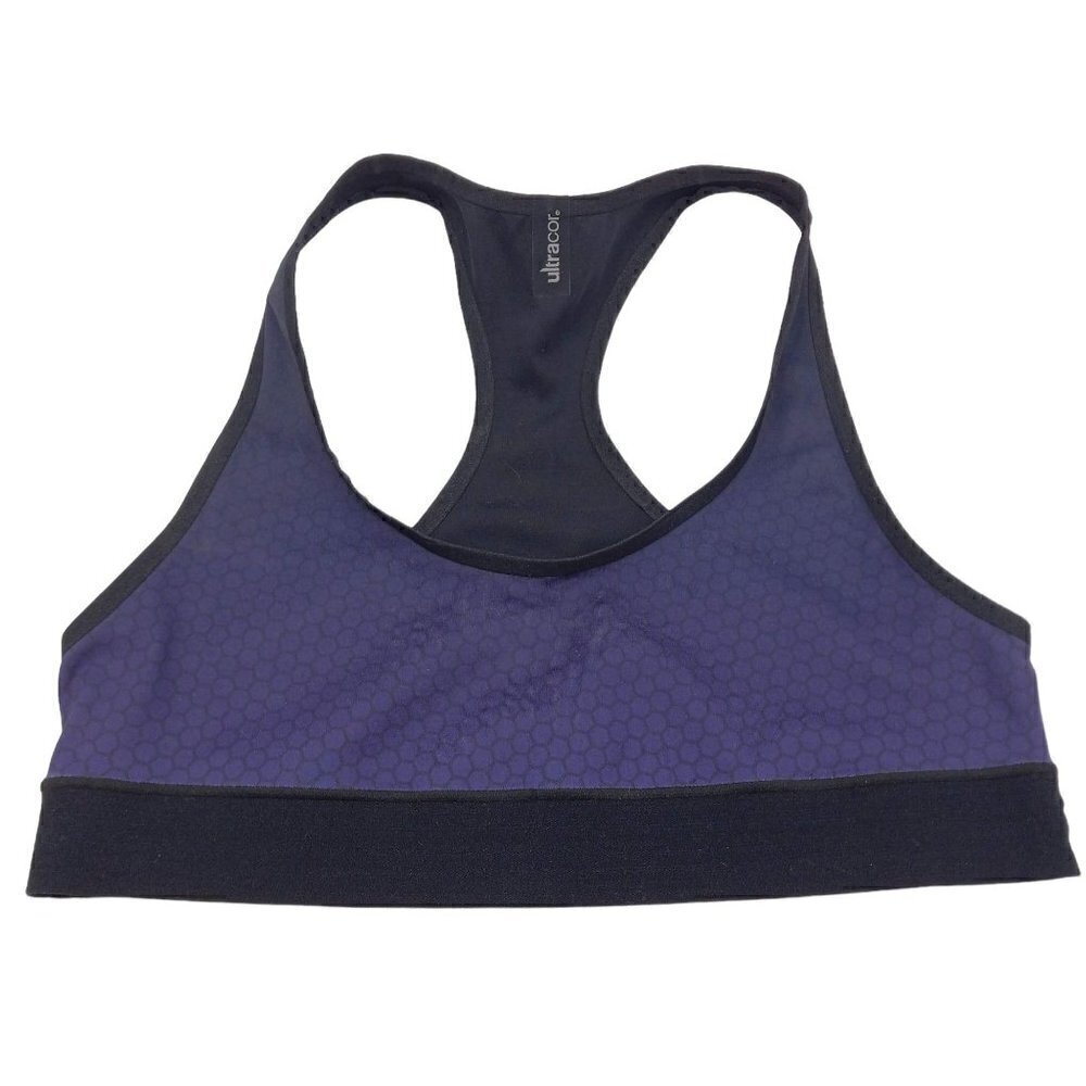 Ultracor Purple Printed Scoop Neck Sports Bra Activewear Athleisure Lounge Wear